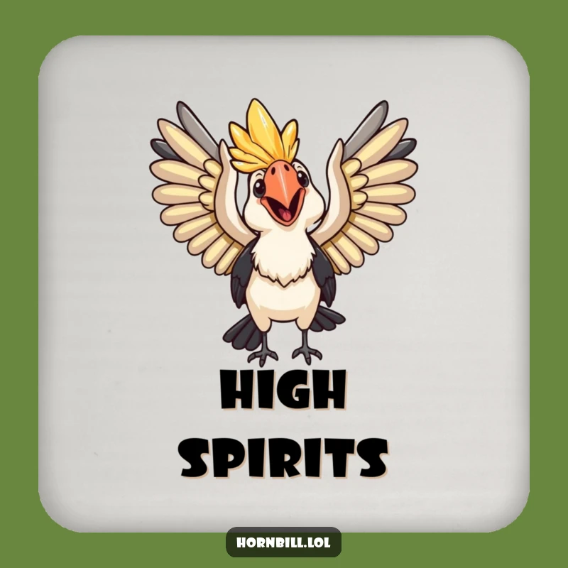 Funny Happy Hornbill Coasters: Protect Surfaces with Avian Joy, Set of Funny Gifts!