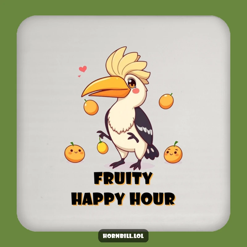 Funny Hornbill Juggling Fruits Coaster - Protect Surfaces with Bird Skill