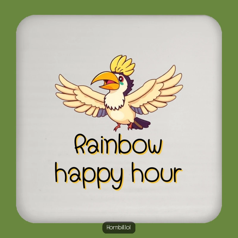 Funny Hornbill Rainbow Flyer Coaster - Birdy Magic Protection, Perfect Funny Gift