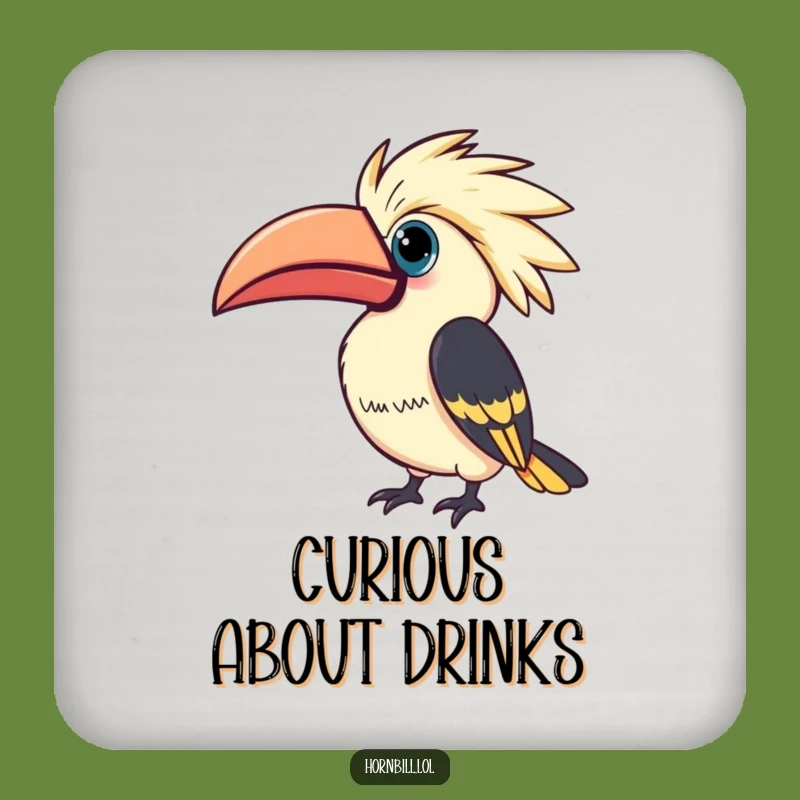 Funny Kawaii Hornbill Coaster: Curious Bird Protection, Stylish & Whimsical Funny Gift