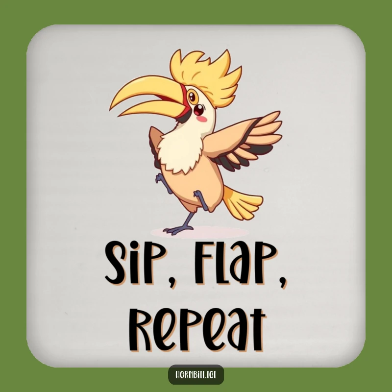 Funny Kawaii Hornbill Dance Coaster - Silly Bird Drink Protector