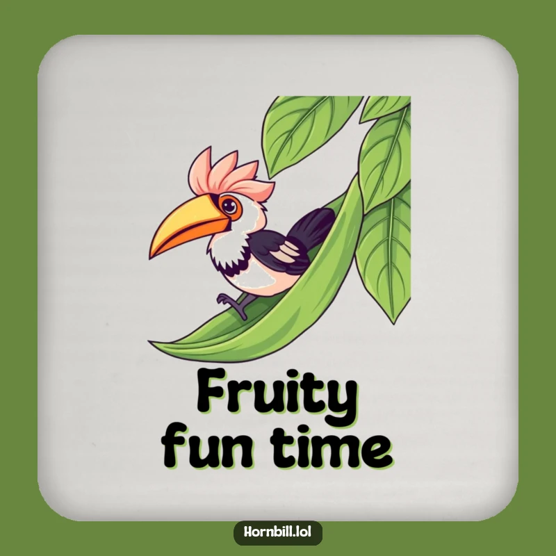 Funny Kawaii Hornbill Leaf Slide Coaster - Protect Surfaces with Bird Humor