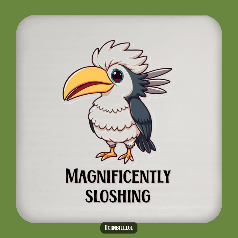 Funny Puffed-Up Hornbill Coasters: Protect Surfaces with Humor