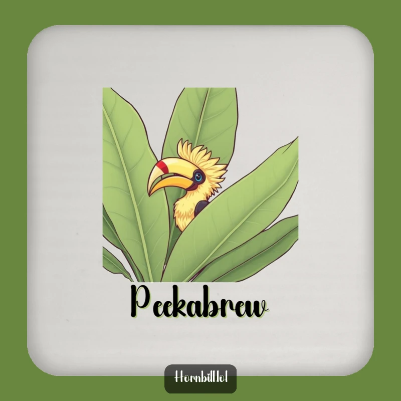 Funny Hornbill Bush Coaster: Protect Surfaces with Nature, Cute Funny Gift!
