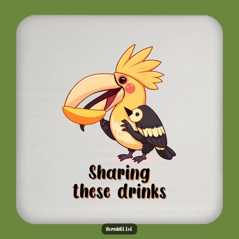 Funny Sharing Hornbill Coasters: Protect Tables with Kindness