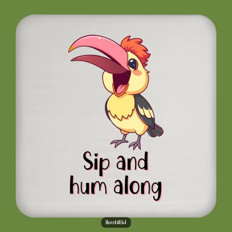 Funny Hornbill Drink Coaster: Protect Surfaces with a Singing Bird's Cheerful Tune Gift!
