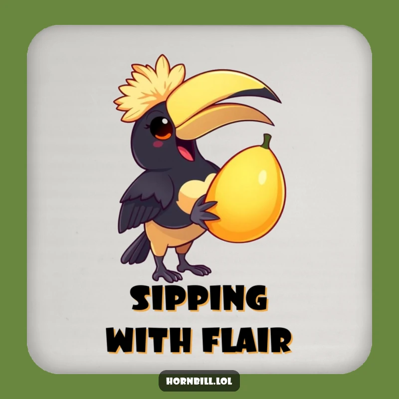 Funny Delighted Hornbill Coaster - Add Humorous Joy to Your Drinks