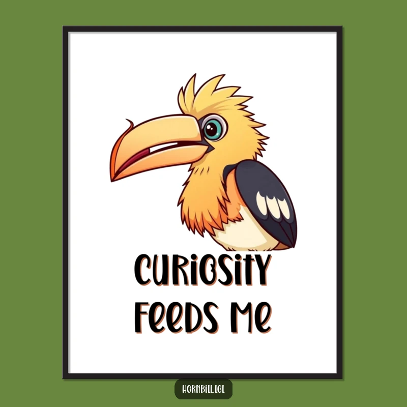 Funny Hornbill Seed Poster: Curious Bird Art, Humorous Observation Decor, Gift