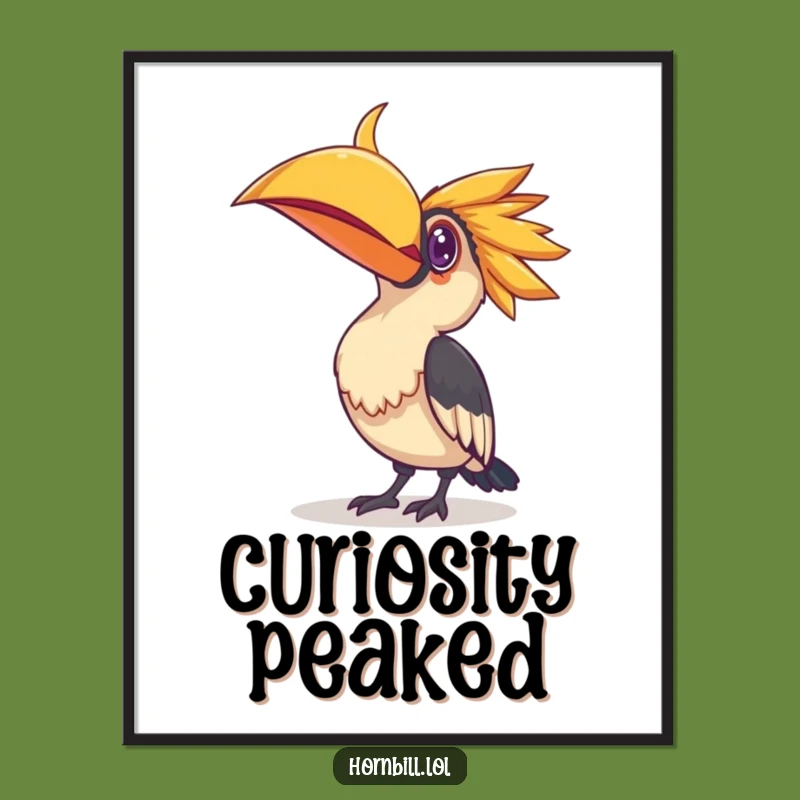 Funny Curious Hornbill Poster - Shiny Object Art Print Gift