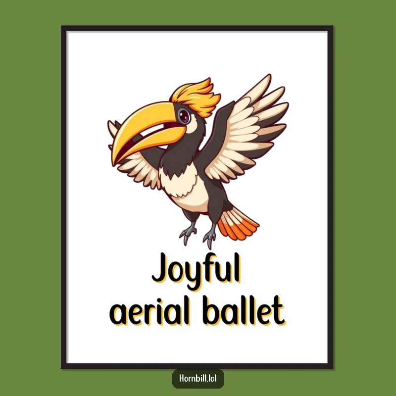 Funny Adorable Hornbill Flapping Wings Poster - Vibrant & Hilarious Wall Art