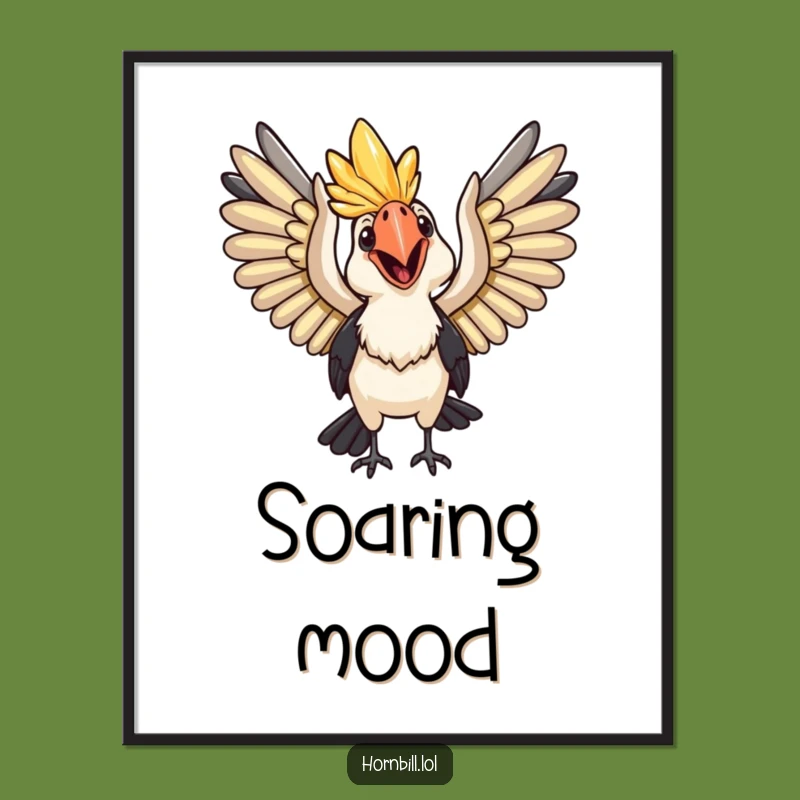 Funny Happy Hornbill Poster: Bring Joyful Flight to Your Walls, Great Funny Gift!