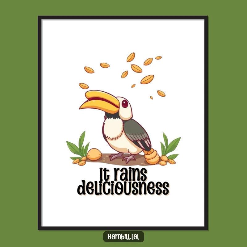 Funny Hornbill Seed Wonder Poster: Amused Bird Art for a Hilarious Gift!