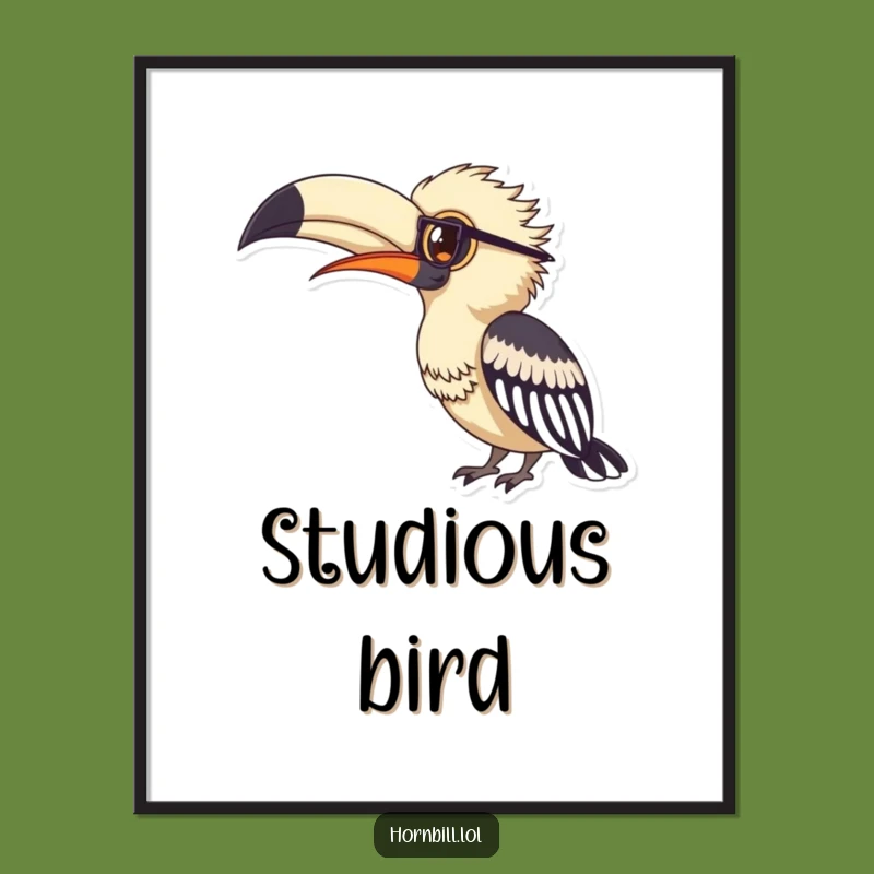 Funny Hornbill Spectacles Poster - Wise Bird Wall Art