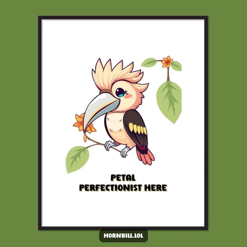 Funny Kawaii Hornbill Art Print: Brighten Your Walls with this Playful Bird, Ideal Gift!