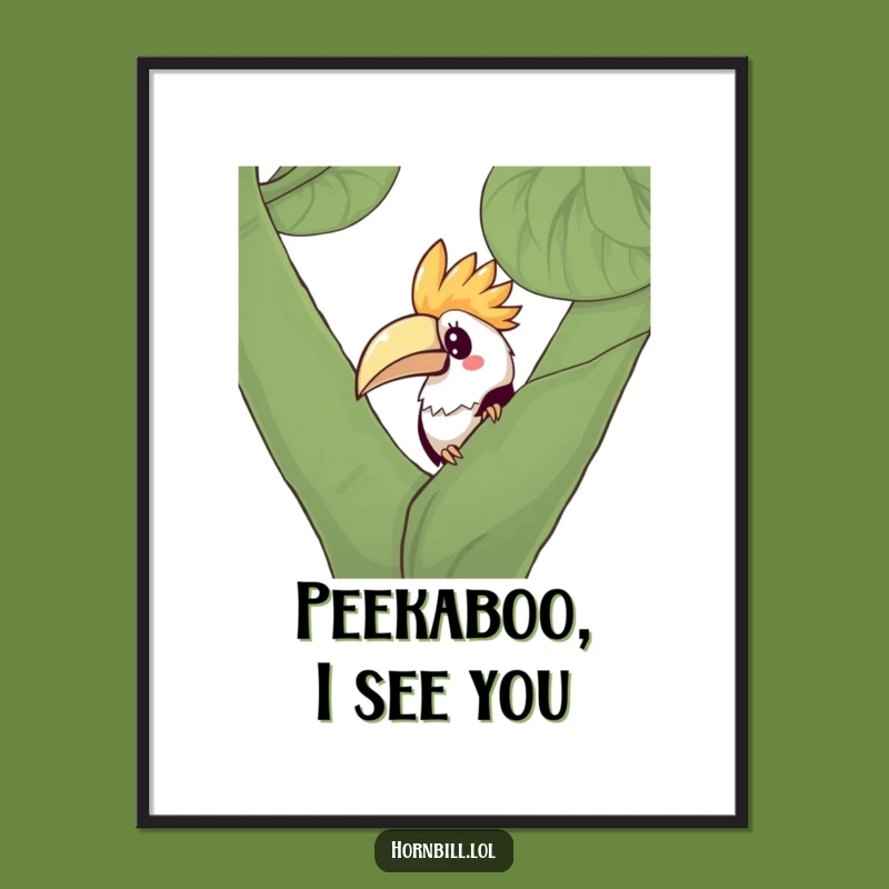 Funny Kawaii Hornbill Poster: Eye-Catching Curious Bird Art, Perfect Gift