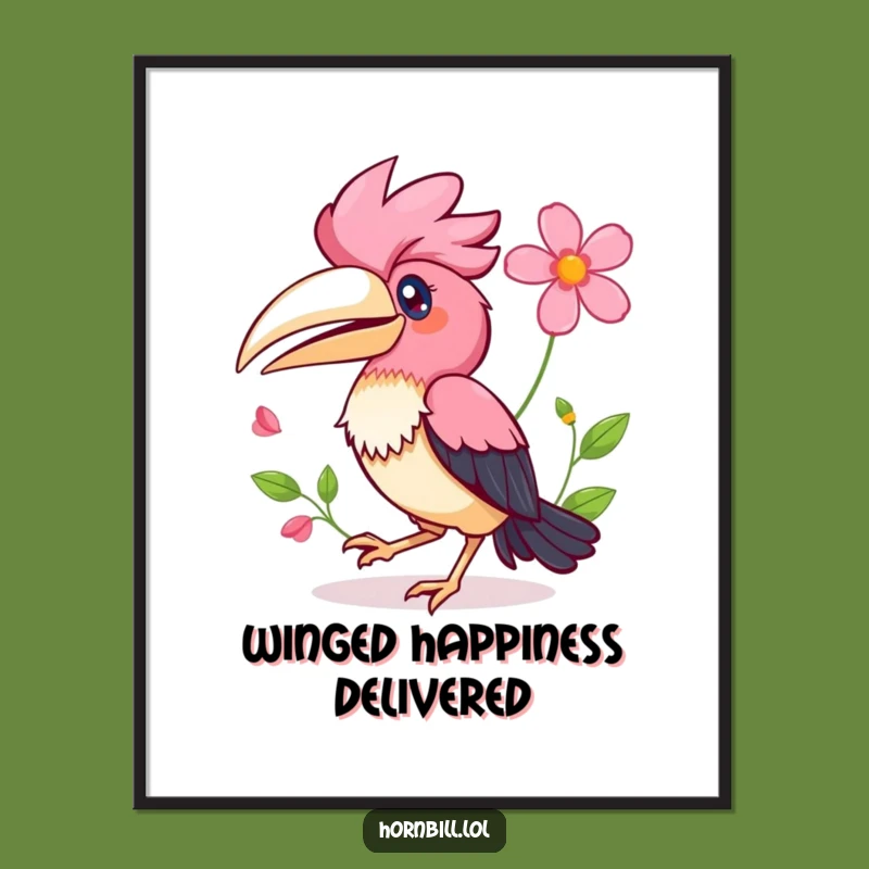 Funny Kawaii Hornbill Poster: Joyful Hopping Bird Art, Perfect Home Gift