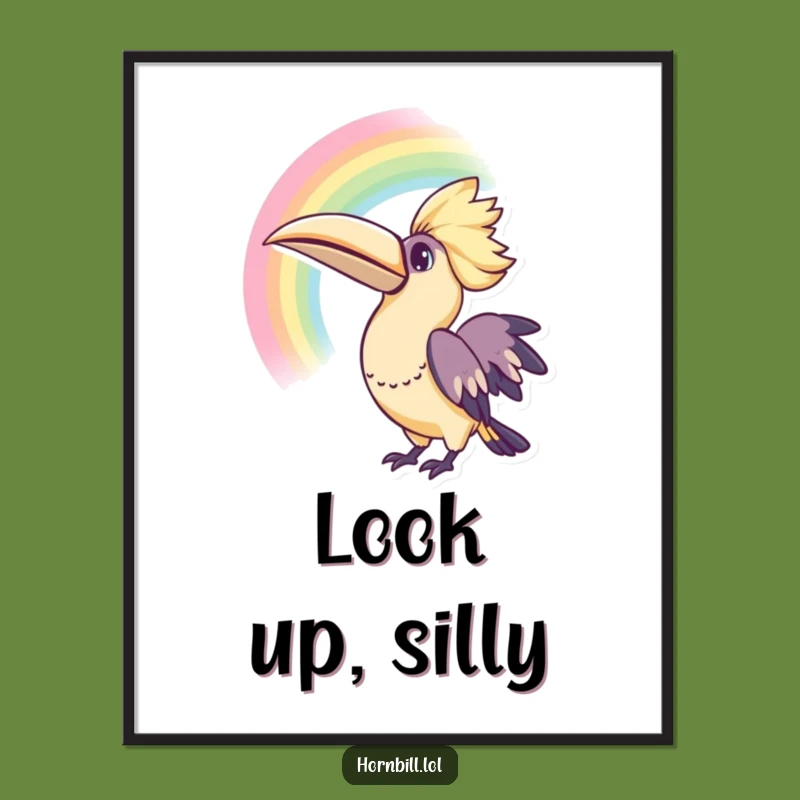 Funny Kawaii Hornbill Rainbow Poster for a Splash of Color