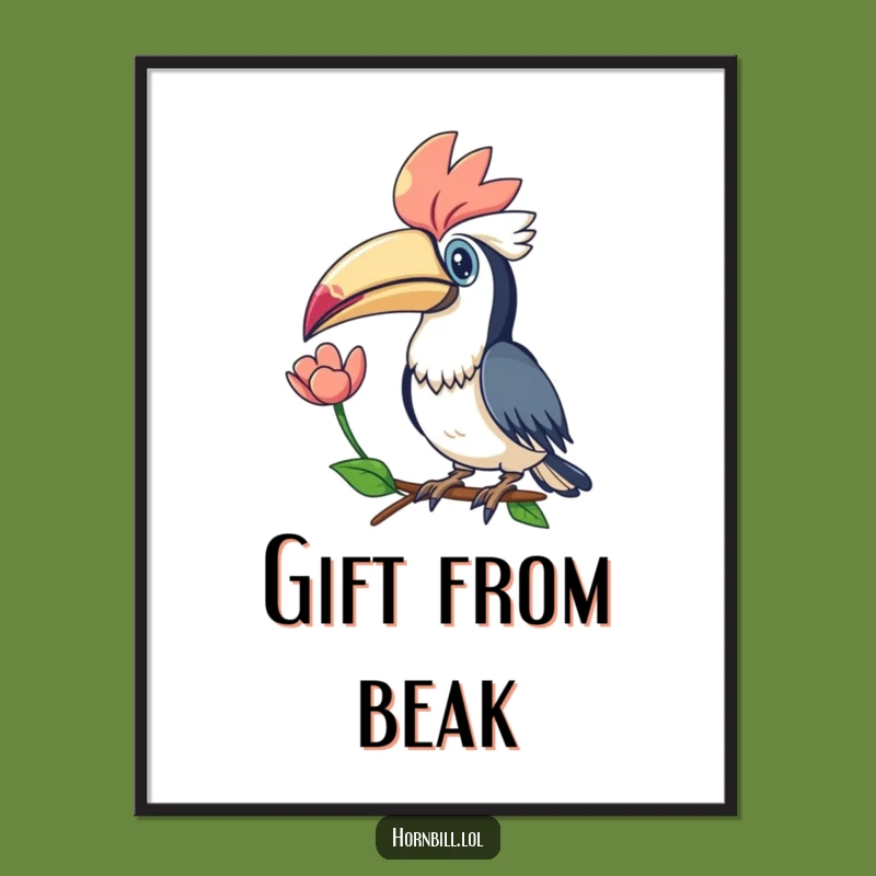 Funny Kawaii Hornbill Flower Poster for Natural Charm
