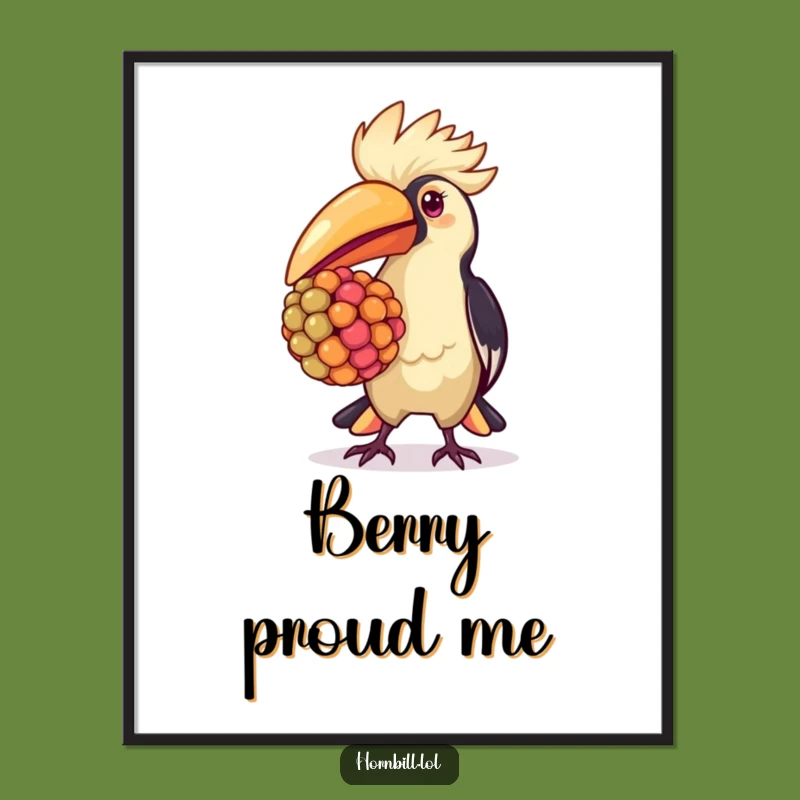 Kawaii Hornbill Poster - Proud Berry Carrier, Cute & Funny Wall Art