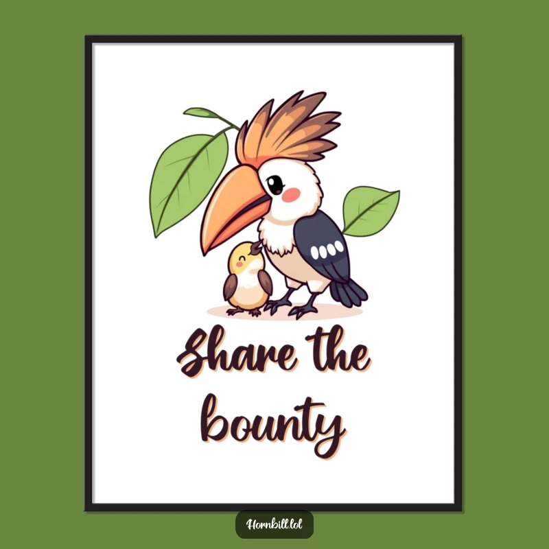 Funny Kawaii Hornbill Poster a Heartwarming Art Piece