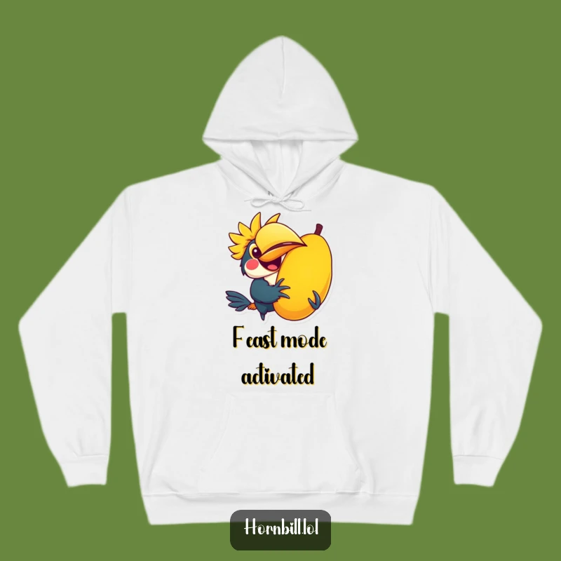 Cozy Funny Hoodie: Kawaii Hornbill's Fruit Feast for Warm & Whimsical Comfort