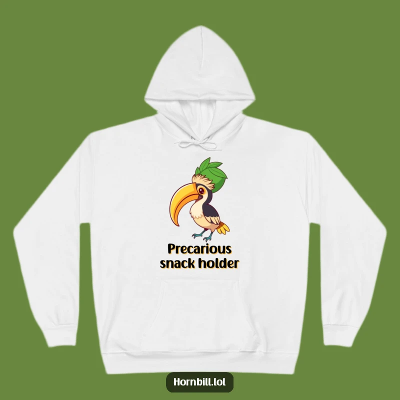 Cozy Funny Hornbill Fruit Balancer Hoodie - Warm Birdy Balance, Perfect Funny Gift