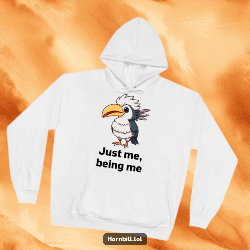 Funny hornbill hoodie featuring a bird comically puffing out its chest with an exaggerated proud look, offering warmth and humor.
