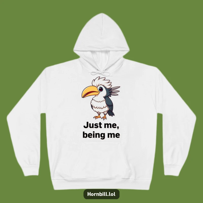 Cozy Funny Puffed-Up Hornbill Hoodie: Warmth & Comical Pride