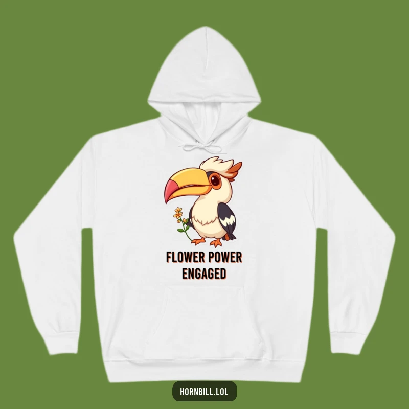 Warm Funny Hornbill Hoodie: Flower Offering Bird, Cozy Gift