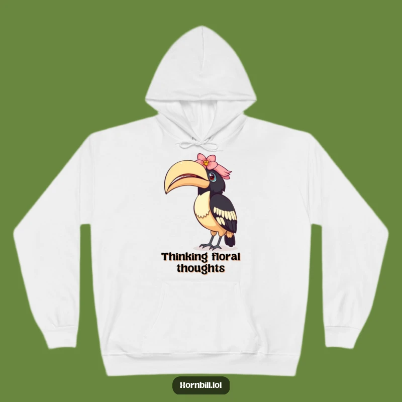 Funny Curious Hornbill Hoodie: Cozy Comfort & Floral Charm!