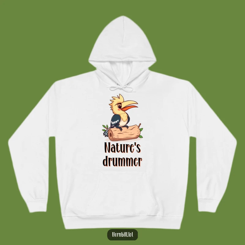 Funny Hornbill Rhythm Hoodie: Cozy Musician Bird, Humorous Gift