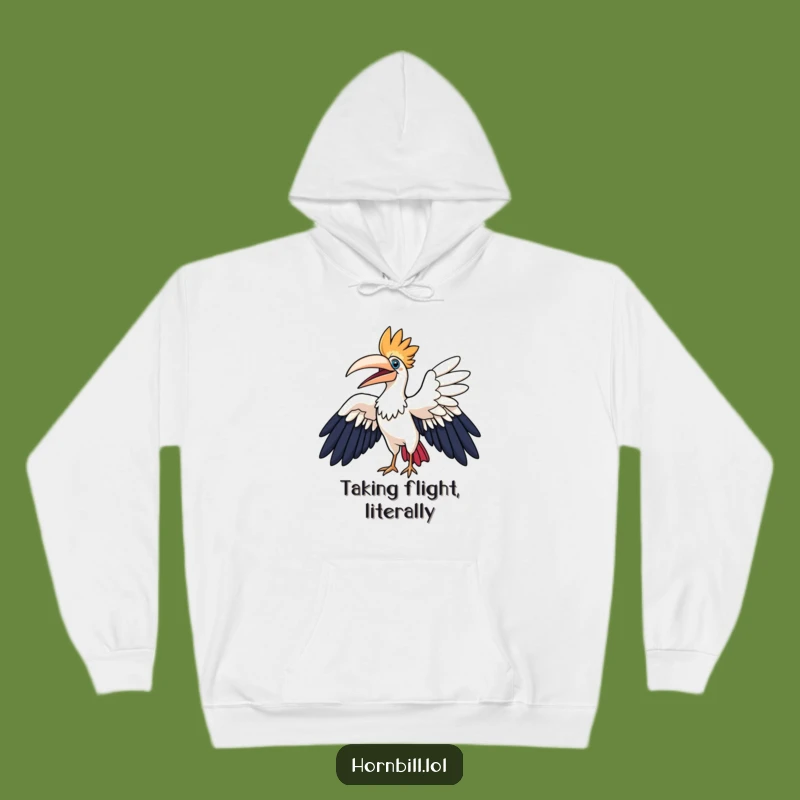 Funny Hornbill Hoodie: Cozy Joyful Bird Flapping Wings, Ultimate Humorous Gift