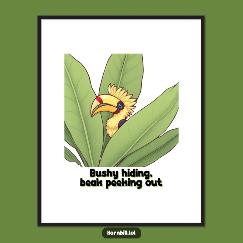 Free Printable Wall Art: Hornbill Peeking from Lush Foliage Decor!