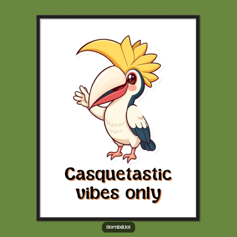 Funny Free Printable Wall Art: Waving Hornbill Joyful Bird Downloadable Art Print