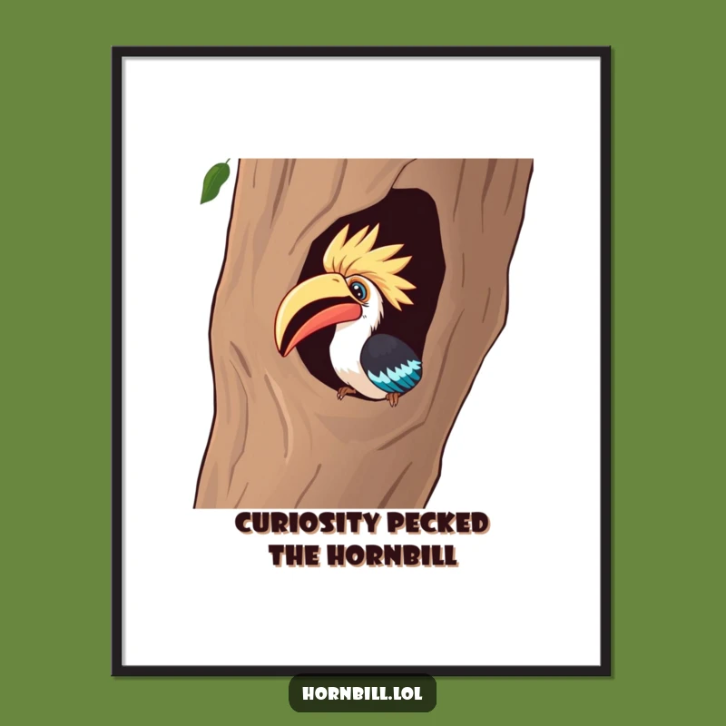 Free Printable Wall Art: Curious Hornbill Peeking Funny Downloadable Nature Decor
