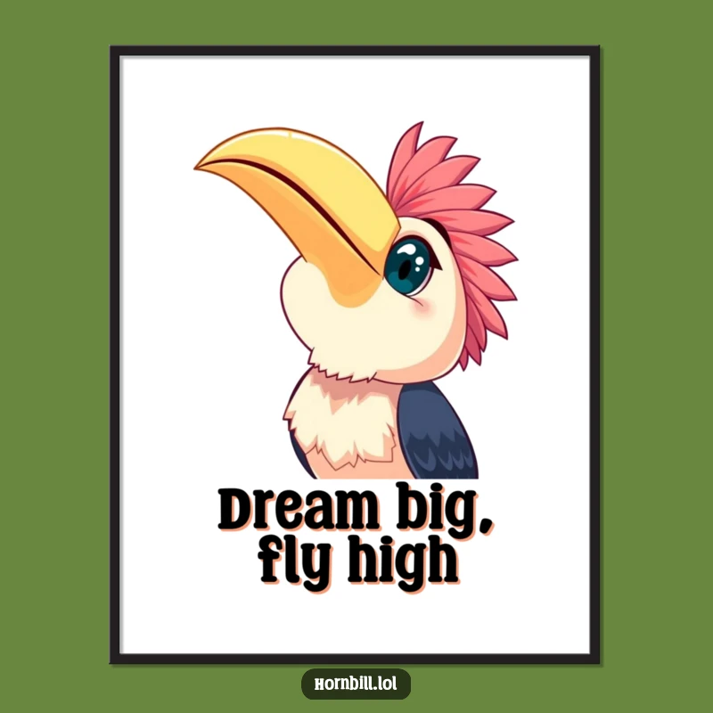 Free Printable Wall Art: Happy Hornbill Sky Gaze - Uplifting Home Decor!