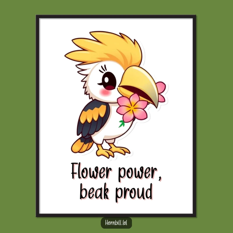 Free Printable Hornbill Wall Art: Winking Flower Funny Downloadable Decor