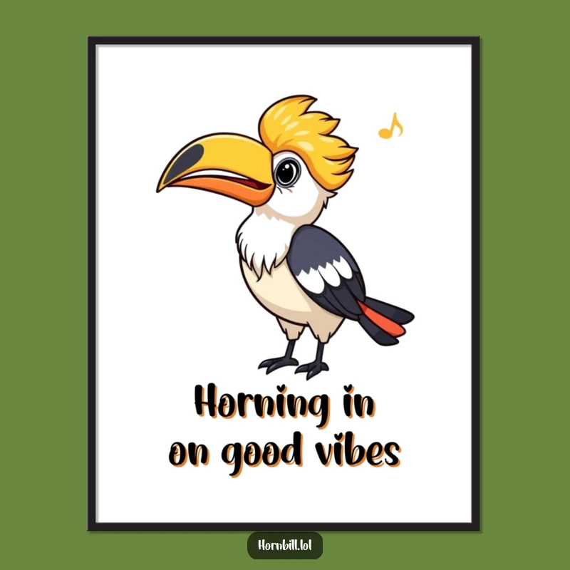 Free Printable Hornbill Wall Art: Funny Whistling Bird Downloadable Decor for Cheerful Spaces