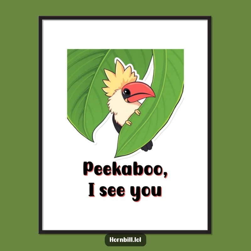 Free Printable Wall Art: Chubby Hornbill Peek - Funny Nature Decor!