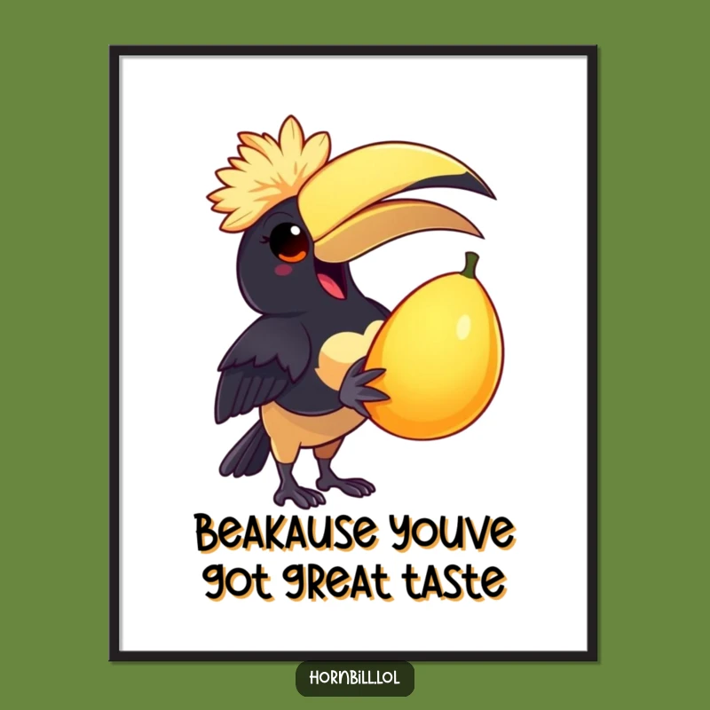 Free Printable Wall Art: Delighted Hornbill Funny Fruit Downloadable Tropical Decor