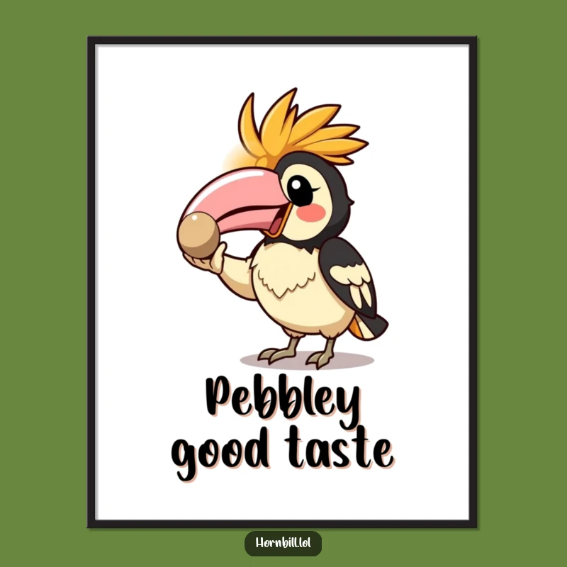 Free Printable Wall Art: Pebble Show-off Kawaii Hornbill - Funny Cute Art