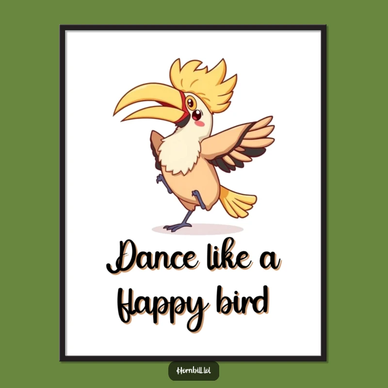 Free Printable Wall Art: Silly Hornbill Dance Whimsical Humor Downloadable Art