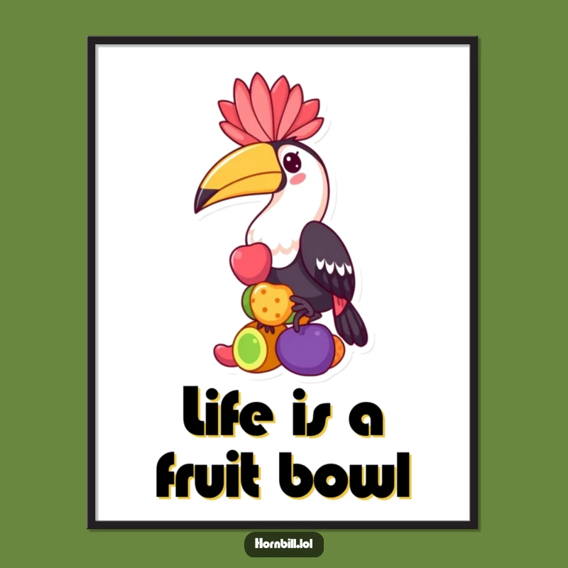 Funny Free Printable Hornbill Art: Whimsical Fruit Downloadable Decor