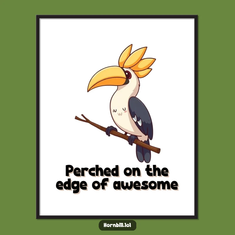 Free Printable Wall Art: Curious Hornbill On Branch Downloadable Art Gift
