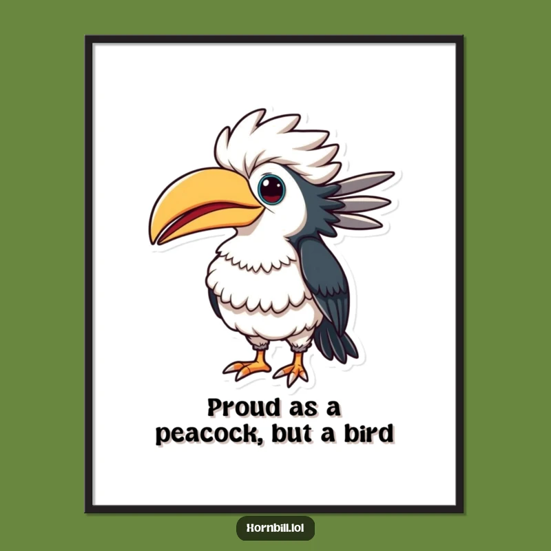 Free Printable Wall Art: Proud Hornbill Puffs Chest, Humorous Downloadable Decor