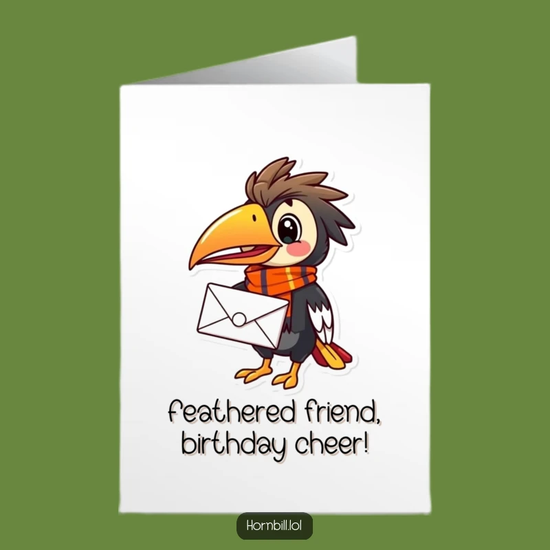 Free Printable Hornbill Birthday Card: Cheerful Mail Carrier Funny Downloadable Gift