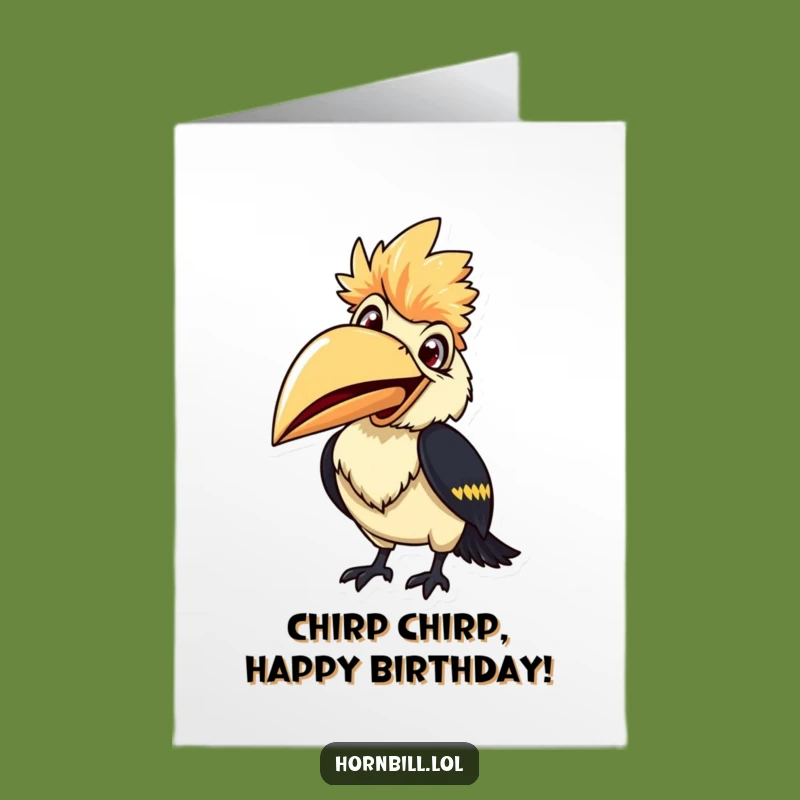 Free Printable Birthday Card: Chirping Hornbill Digital Download Gift