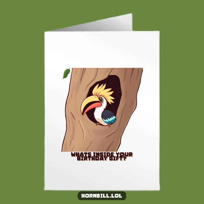 Free Printable Birthday Card: Curious Hornbill Peeking Funny Downloadable Gift