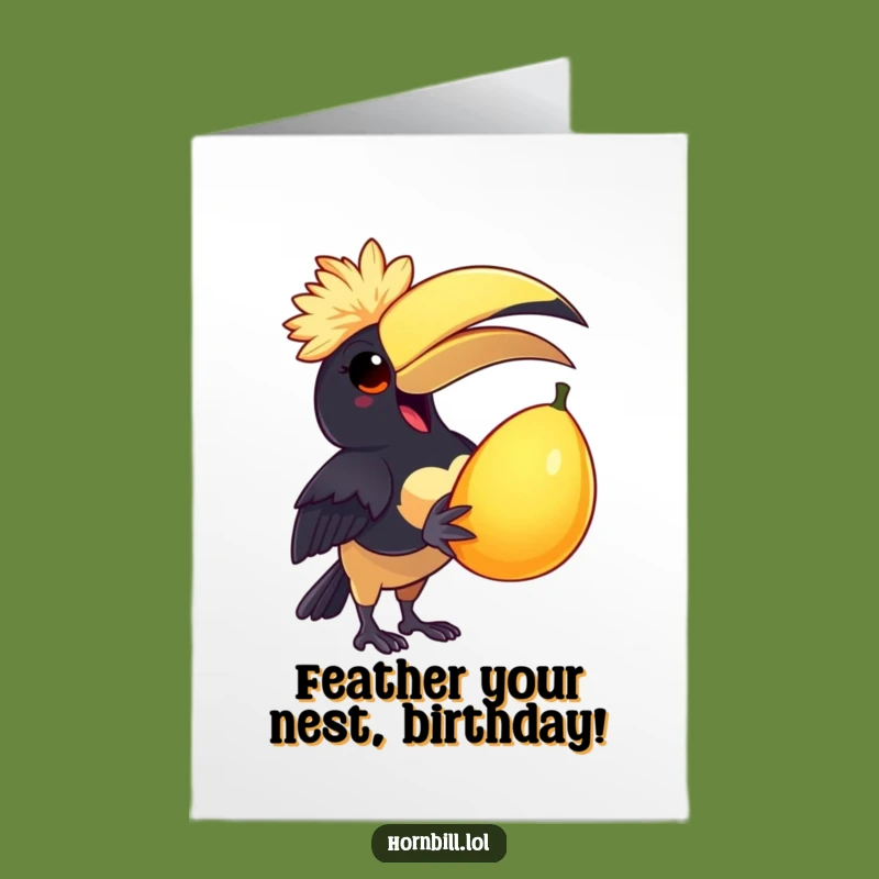 Free Printable Birthday Card: Delighted Hornbill Funny Fruit Downloadable Gift
