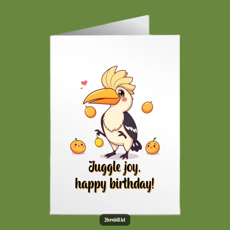 Free Printable Birthday Card: Juggling Hornbill - Festive Downloadable Gift!